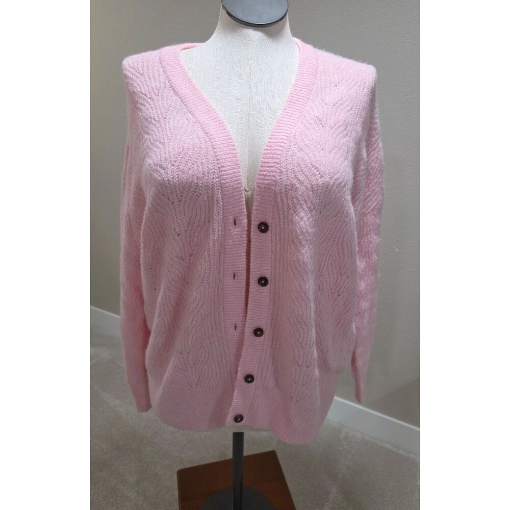 Pink Cable Knit Button-Up Cardigan Sweater Size 0 By Torrid